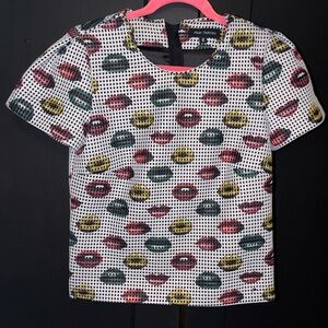 Pink Tartan Multicolor lip Patterned Blouse